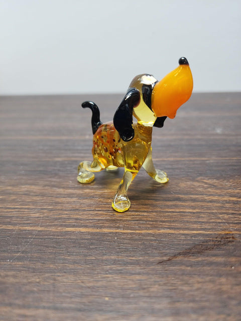 Naturally Colored Glass Figurine - Handcrafted - Dog With Spots Design