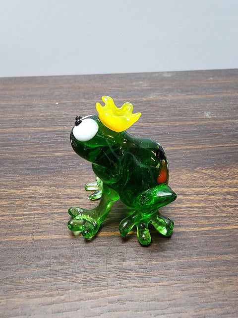 Naturally Colored Glass Figurine - Handcrafted - Frog Prince Design