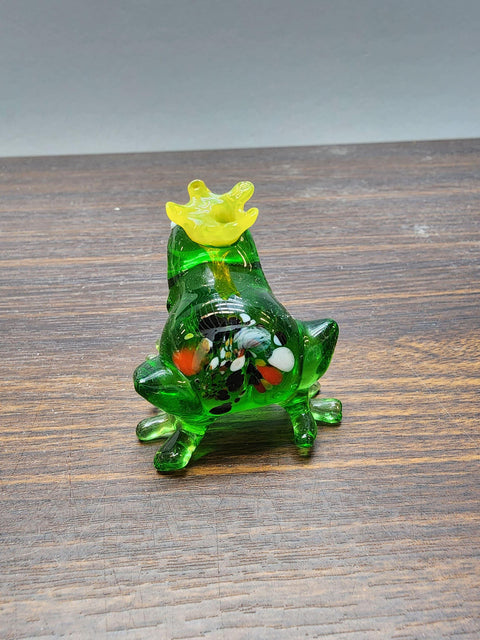 Naturally Colored Glass Figurine - Handcrafted - Frog Prince Design