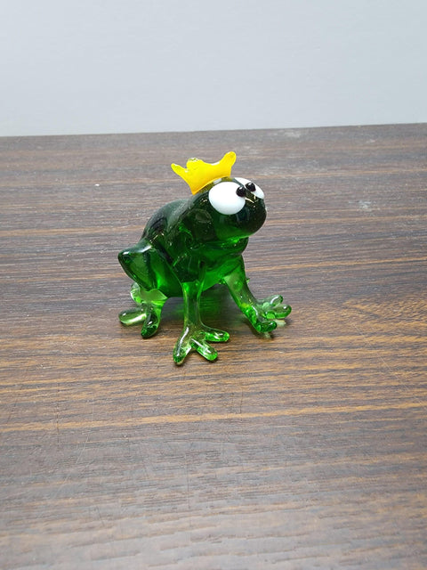 Naturally Colored Glass Figurine - Handcrafted - Frog Prince Design