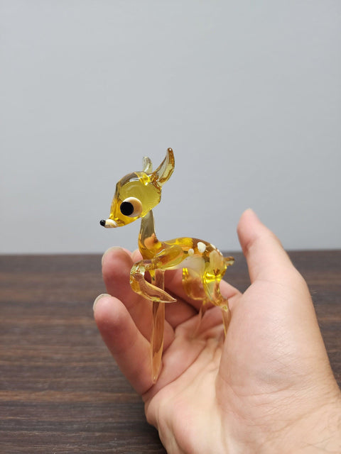 Naturally Colored Glass Figurine - Handcrafted - Deer Design