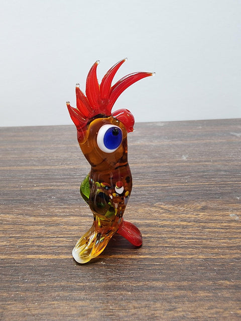 Naturally Colored Glass Figurine - Handcrafted - Parakeet Design