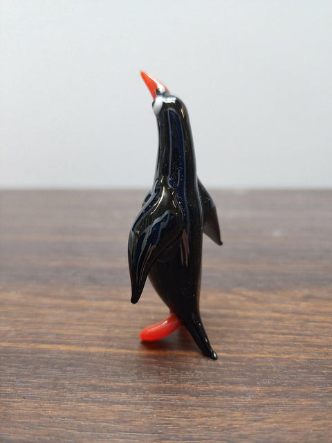 Naturally Colored Glass Figurine - Handcrafted - Penguin Design