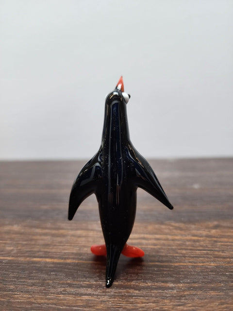 Naturally Colored Glass Figurine - Handcrafted - Penguin Design