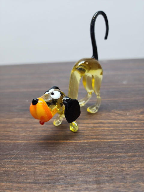 Naturally Colored Glass Figurine - Handcrafted - Dog Design