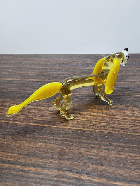 Naturally Colored Glass Figurine - Handcrafted - Dachshund Design