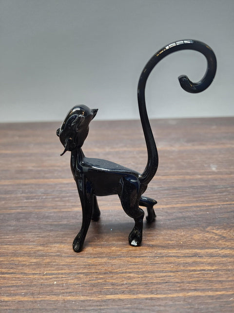 Naturally Colored Glass Figurine - Handcrafted - Cat Design