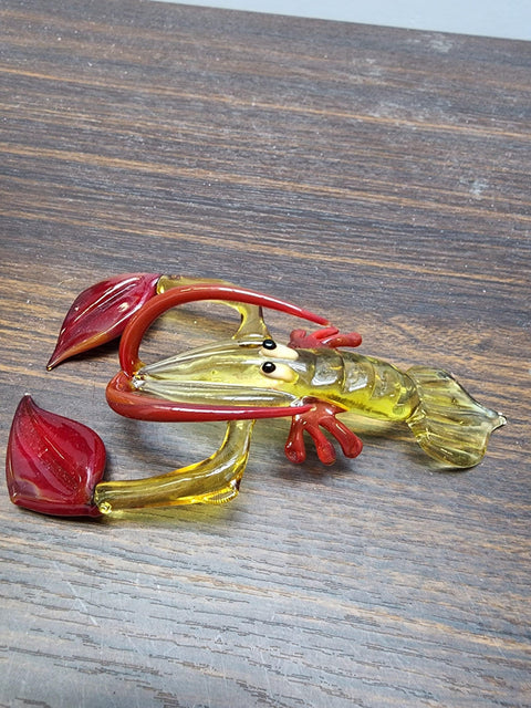 Naturally Colored Glass Figurine - Handcrafted - Lobster Design