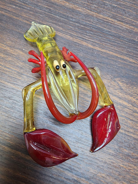 Naturally Colored Glass Figurine - Handcrafted - Lobster Design