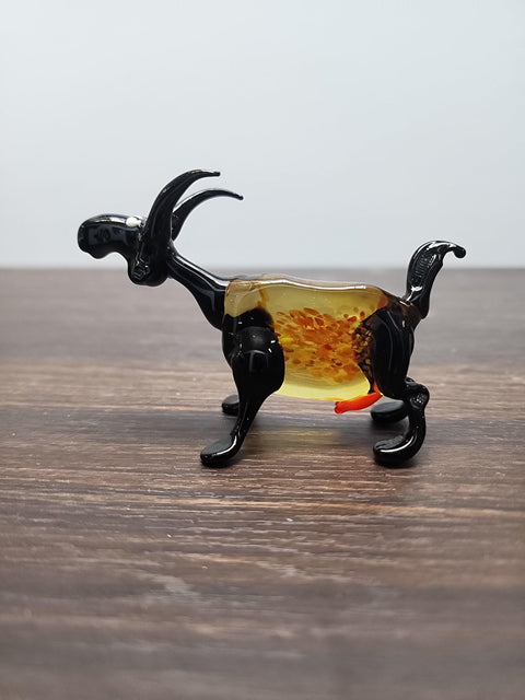 Naturally Colored Glass Figurine - Handcrafted - Goat Design