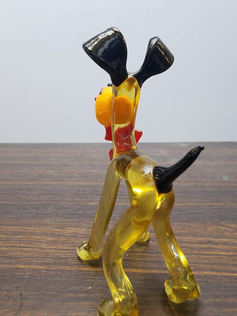 Naturally Colored Glass Figurine - Handcrafted - Dog With Heart Design