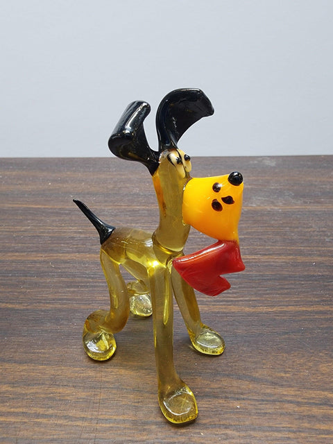 Naturally Colored Glass Figurine - Handcrafted - Dog With Heart Design