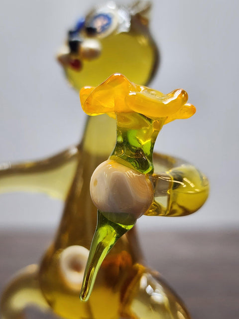 Naturally Colored Glass Figurine - Handcrafted - Cat Design