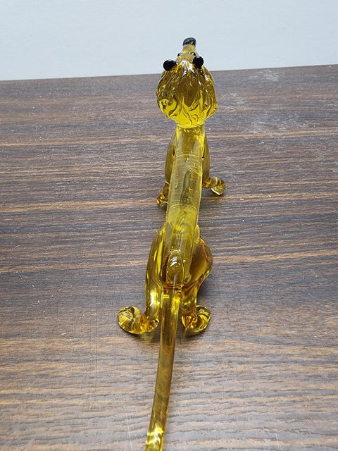 Naturally Colored Glass Figurine - Handcrafted - Lion Design