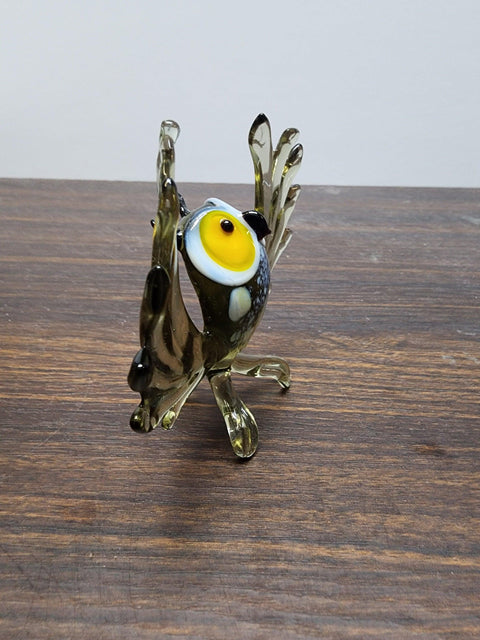 Naturally Colored Glass Figurine - Handcrafted - Owl Design