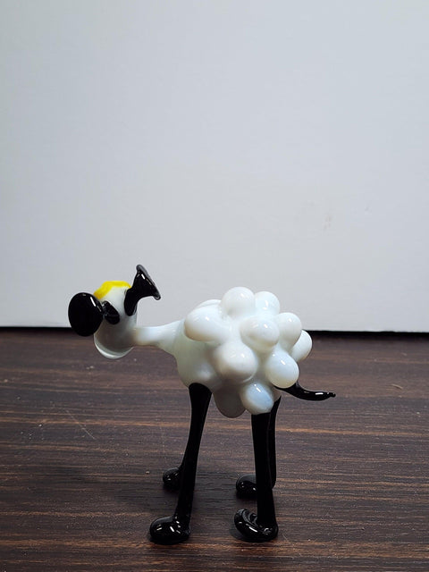 Naturally Colored Glass Figurine - Handcrafted - White Sheep Design