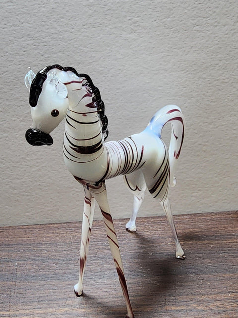 Naturally Colored Glass Figurine - Handcrafted - Zebra Design