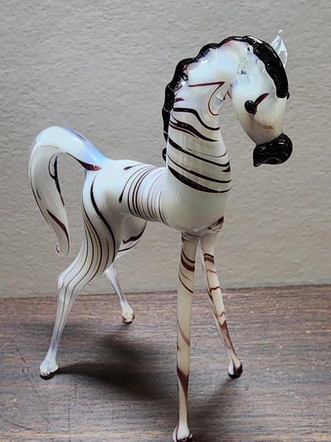 Naturally Colored Glass Figurine - Handcrafted - Zebra Design