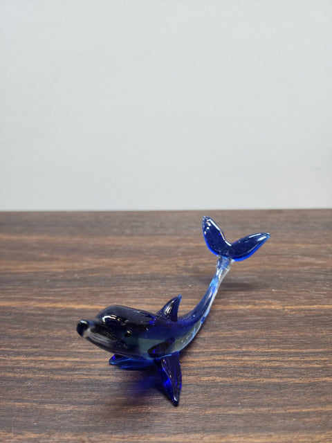 Naturally Colored Glass Figurine - Handcrafted - Dolphin Design