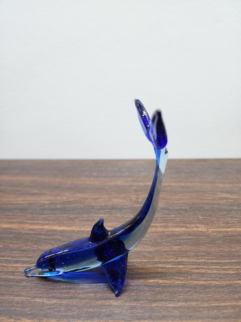 Naturally Colored Glass Figurine - Handcrafted - Dolphin Design