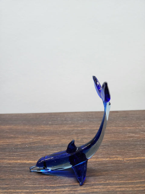 Naturally Colored Glass Figurine - Handcrafted - Dolphin Design