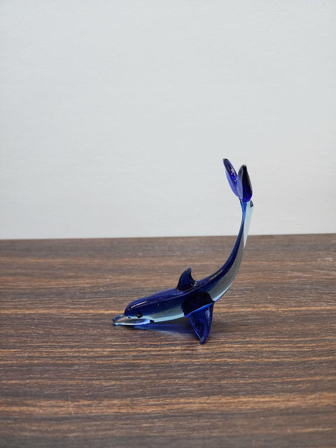 Naturally Colored Glass Figurine - Handcrafted - Dolphin Design