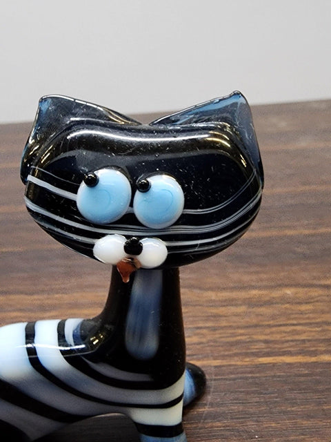 Naturally Colored Glass Figurine - Handcrafted - Cat Design