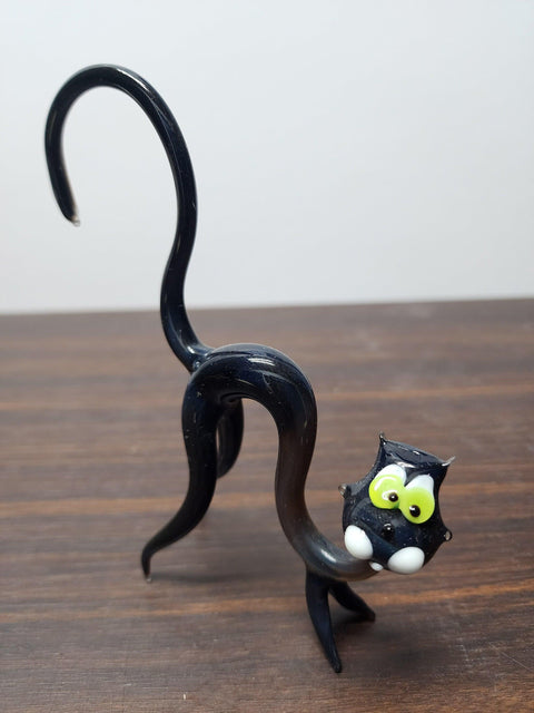 Naturally Colored Glass Figurine - Handcrafted - Cat Design