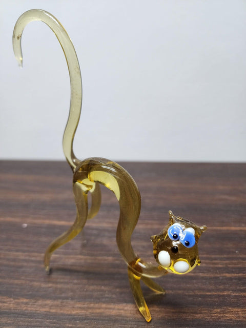 Naturally Colored Glass Figurine - Handcrafted - Cat Design