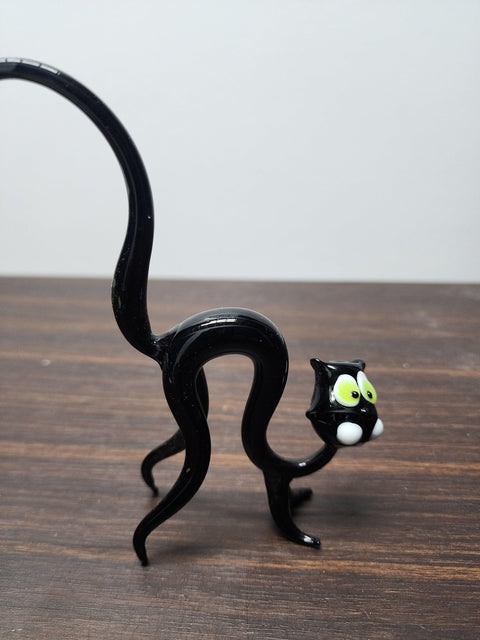 Naturally Colored Glass Figurine - Handcrafted - Cat Design