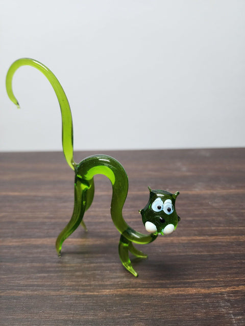 Naturally Colored Glass Figurine - Handcrafted - Cat Design