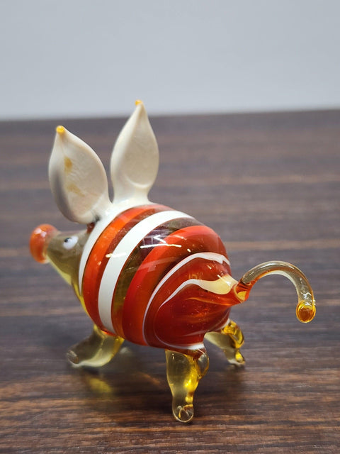 Naturally Colored Glass Figurine - Handcrafted - Pig Design