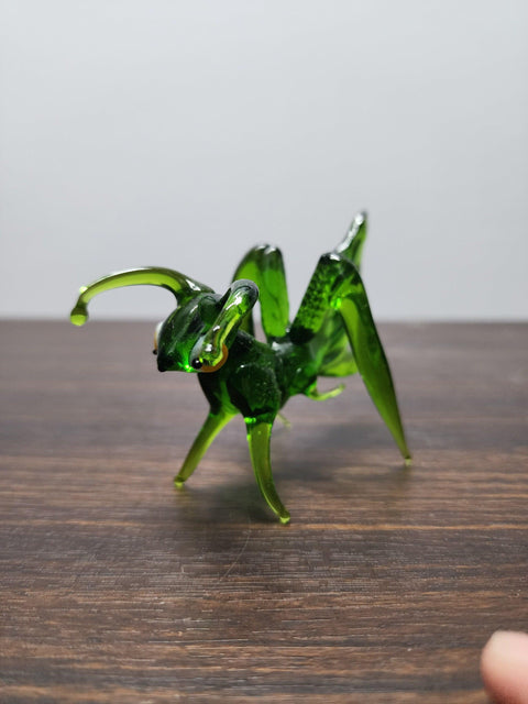 Naturally Colored Glass Figurine - Handcrafted - Grasshopper Design