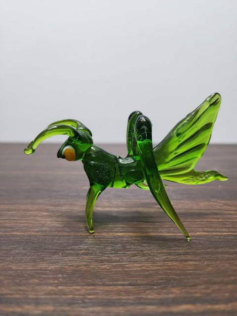 Naturally Colored Glass Figurine - Handcrafted - Grasshopper Design