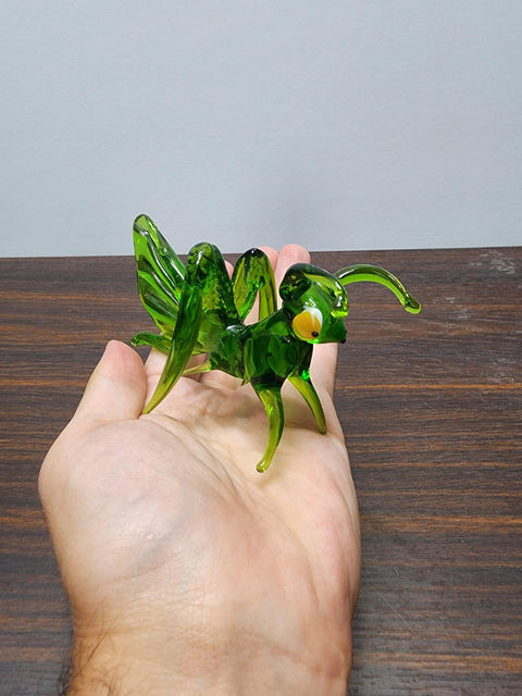 Naturally Colored Glass Figurine - Handcrafted - Grasshopper Design