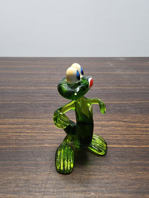 Naturally Colored Glass Figurine - Handcrafted - Frog Design