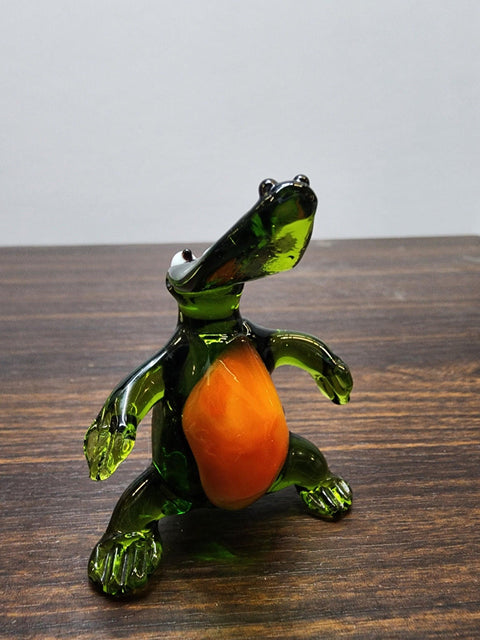 Naturally Colored Glass Figurine - Handcrafted - Alligator Design