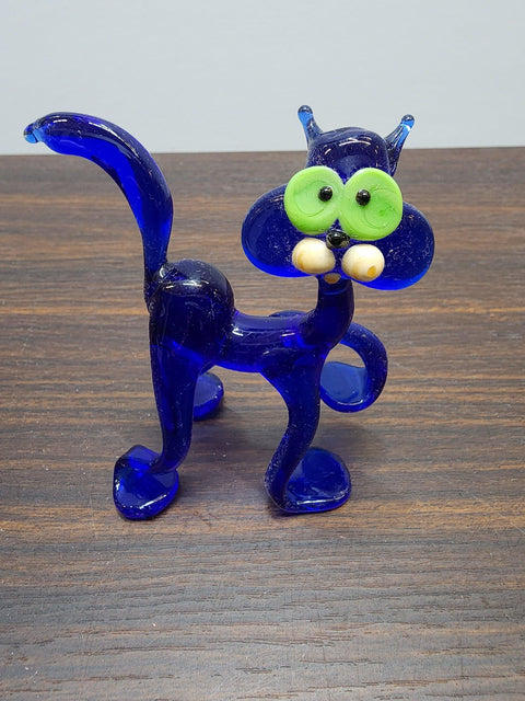 Naturally Colored Glass Figurine - Handcrafted - Cat Design