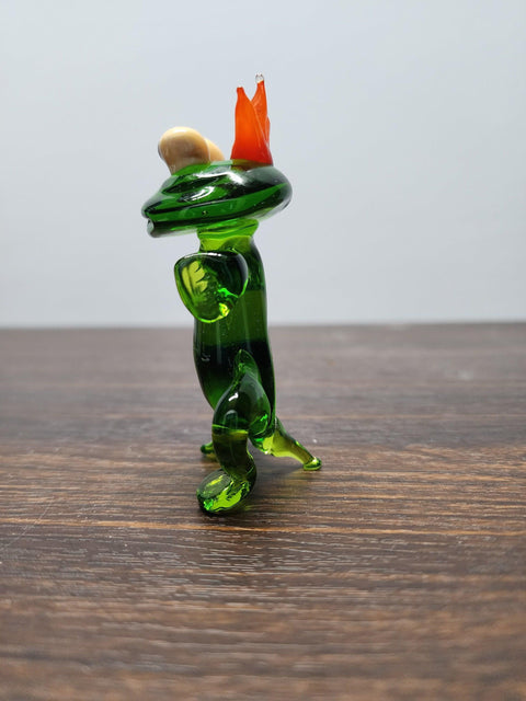 Naturally Colored Glass Figurine - Handcrafted - King Frog Design