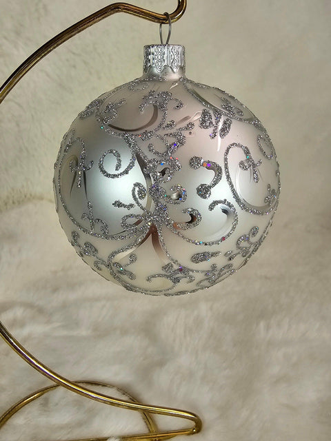 Silver Blown Glass Ornament - Silver Refractor Design