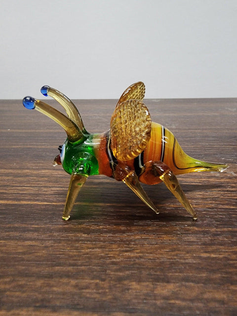 Naturally Colored Glass Figurine - Handcrafted - Bee Design