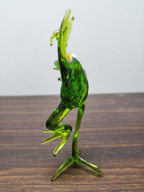 Naturally Colored Glass Figurine - Handcrafted - Peace Frog Design