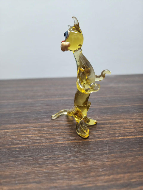 Naturally Colored Glass Figurine - Handcrafted - Sitting Up Cat Design