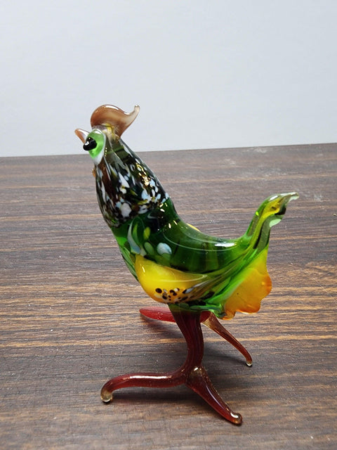 Naturally Colored Glass Figurine - Handcrafted - Chicken Design