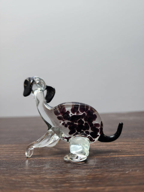 Naturally Colored Glass Figurine - Handcrafted - Dog With Spots Design