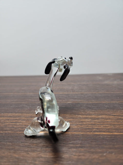 Naturally Colored Glass Figurine - Handcrafted - Dog With Spots Design