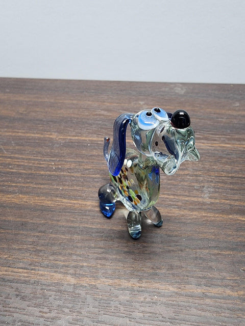 Naturally Colored Glass Figurine - Handcrafted - Dog Design