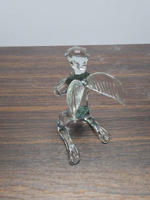 Naturally Colored Glass Figurine - Handcrafted - Angel On Knees Design