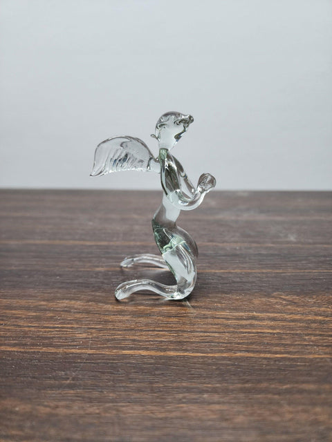 Naturally Colored Glass Figurine - Handcrafted - Angel On Knees Design