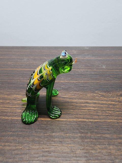 Naturally Colored Glass Figurine - Handcrafted - Frog Design